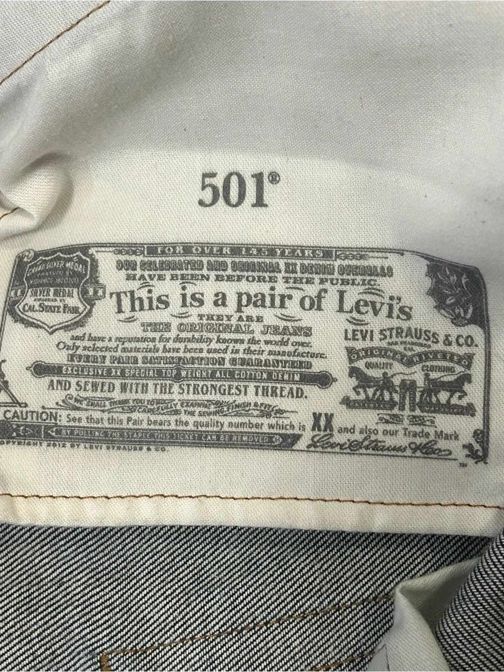 Levi’s Men’s 501 Regular Fit Straight Blue Dark Wash Jeans 33x34 Buttons Cotton